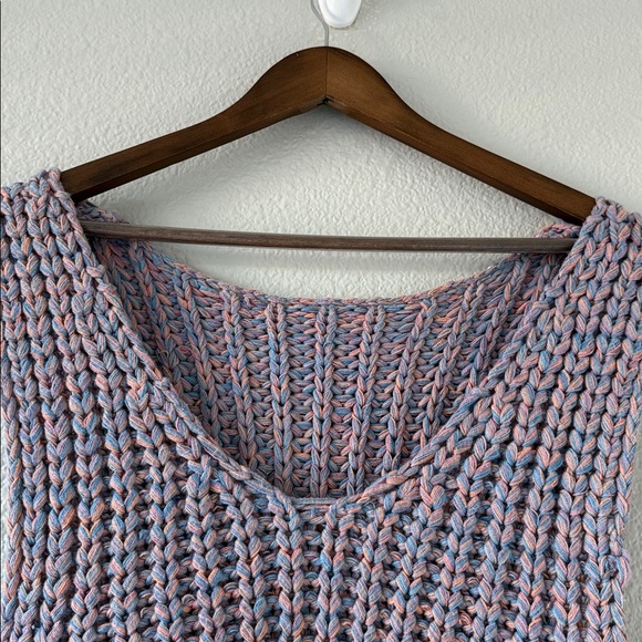 Free People‎ Chunky Knit Cotton blend Crop Purple Hoopla Sweater Vest XS - Picture 9 of 12